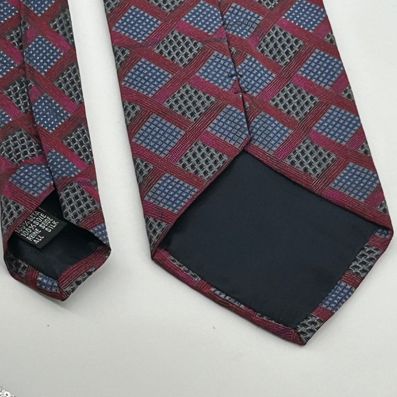 Fratelli‎ Moda Silk Handmade Tie Burgundy Blue Made in Italy Mens - Picture 3 of 7